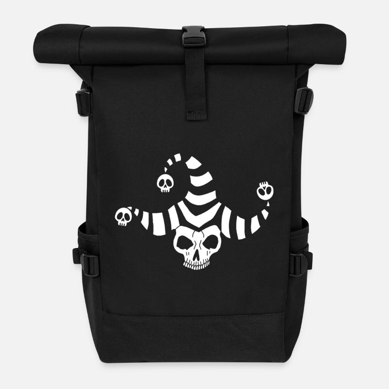 Weißer Koboldschädel - Rolltop Rucksack - Schwarz