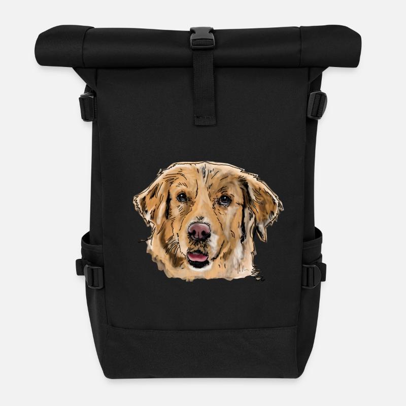 Golden Retriever - Rolltop Rucksack - Schwarz