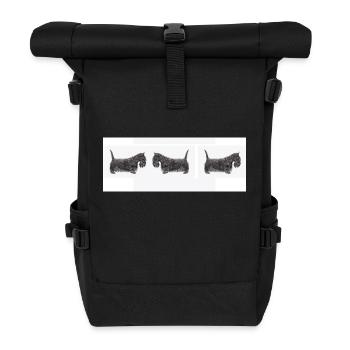 Scottish terrier car - Roll Top Backpack - black - Front