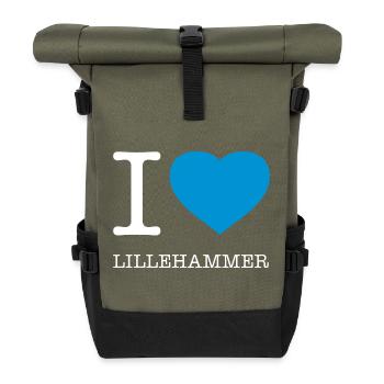 I LOVE LILLEHAMMER - Rolltop Rucksack - Olive/Schwarz - Vorne