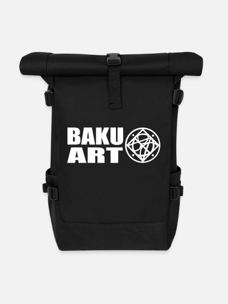 Logo White - Rolltop Rucksack - Schwarz