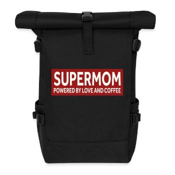 SUPERMOM - POWERED BY LOVE AND COFFEE - Rolltop Rucksack - Schwarz - Vorne
