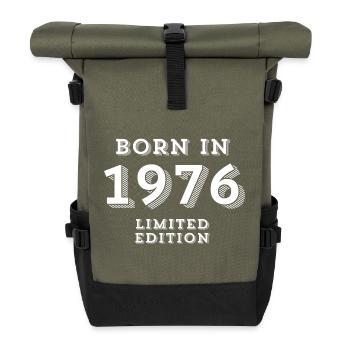 1976, geboren 1976, 48 Jahre alt Geburtstag - Rolltop Rucksack - Olive/Schwarz - Vorne