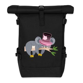 KOALA BÄR - SCHLAFEN - Rolltop Rucksack - Schwarz - Vorne