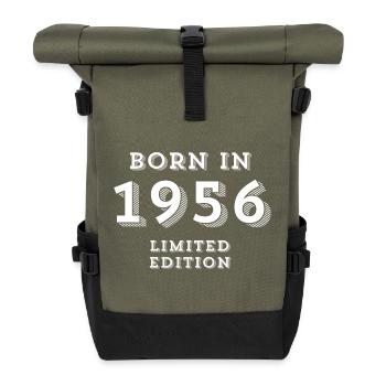 1956, date of birth, year of birth - Roll Top Backpack - olive/black - Front
