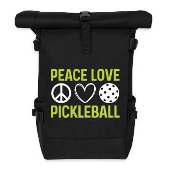 Peace Love Pickleball - Roll Top Backpack - black - Front