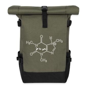 Caffeine molecule – energy to attract - Roll Top Backpack - olive/black - Front
