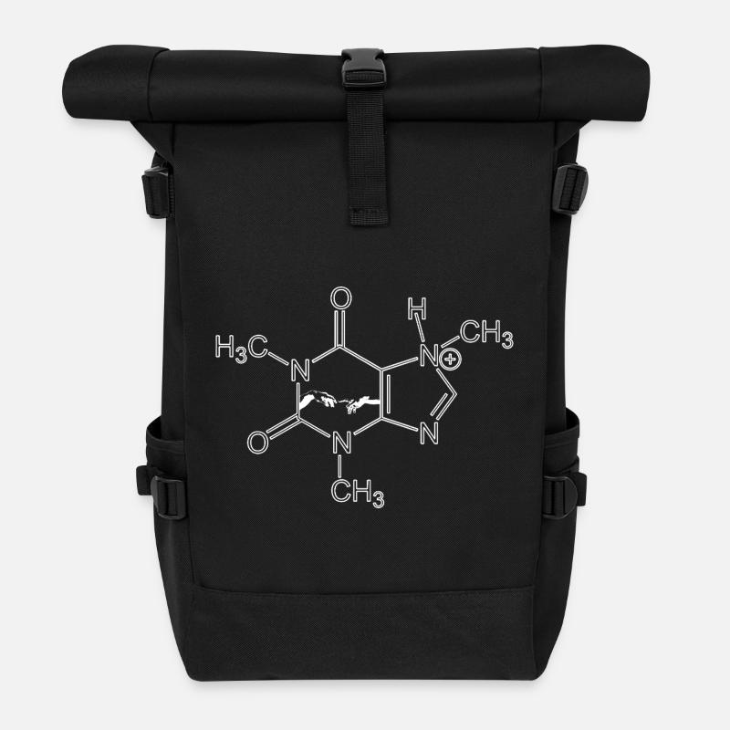 Koffein-Molekül – Energie zum Anziehen - Rolltop Rucksack - Schwarz