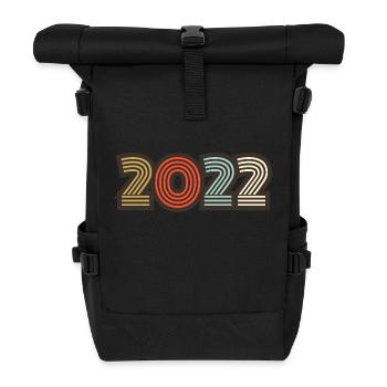 2022 Retro Jahrgang - Rolltop Rucksack - Schwarz - Vorne