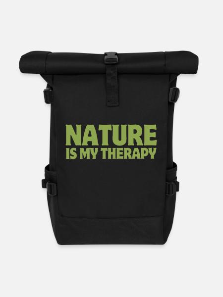 nature is my therapy - Sac à dos roll top - noir