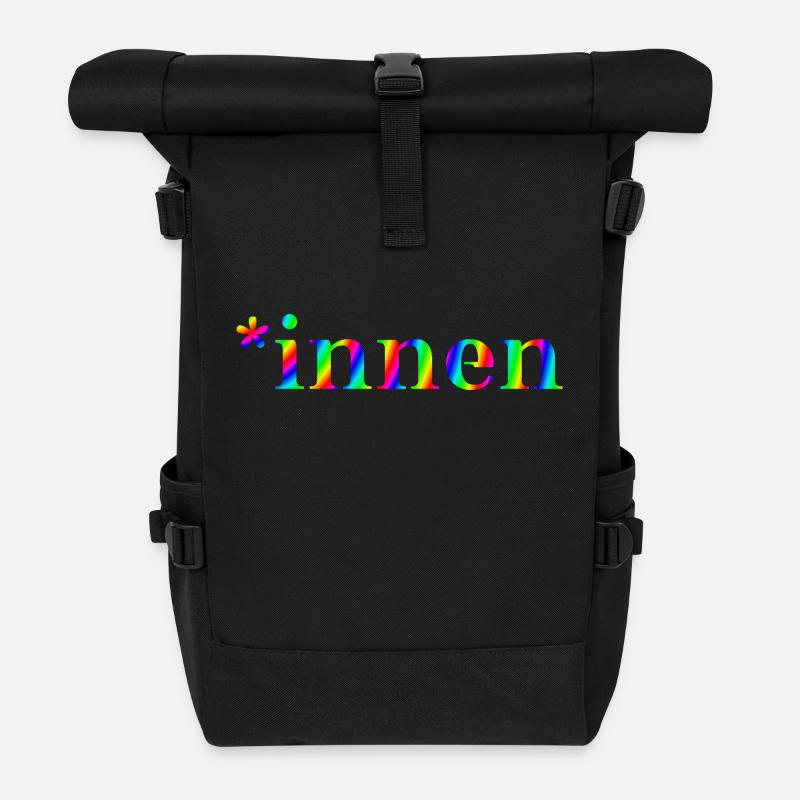 *innen Geschenkidee pro Gendern Feminismus innen - Rolltop Rucksack - Schwarz