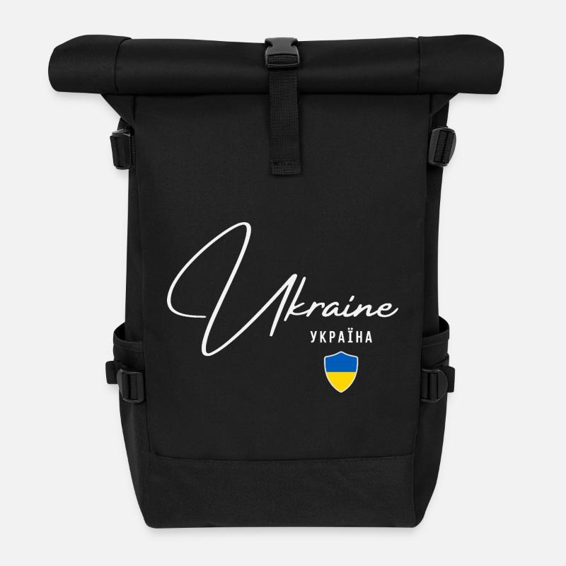 Ukraine, minimalist elegant design - Roll Top Backpack - black