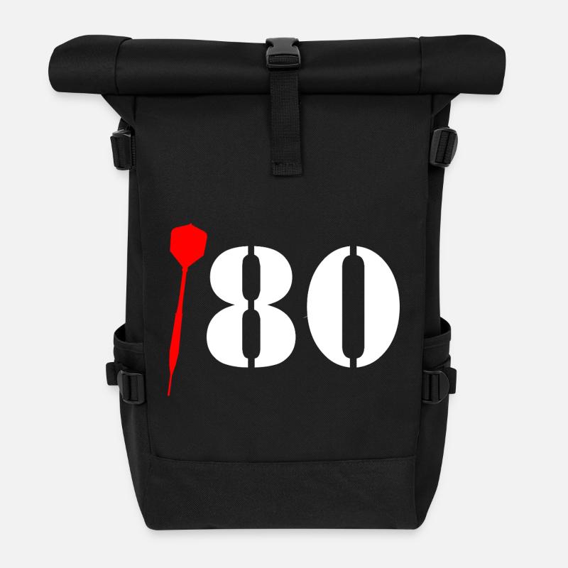 Dart 180 Saying "One Hundred and Eighty!" Triple 20 - Roll Top Backpack - black
