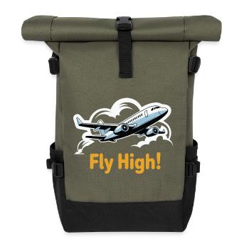 Jet dans le ciel illustration voler haut - Sac à dos roll top - olive/noir - Devant