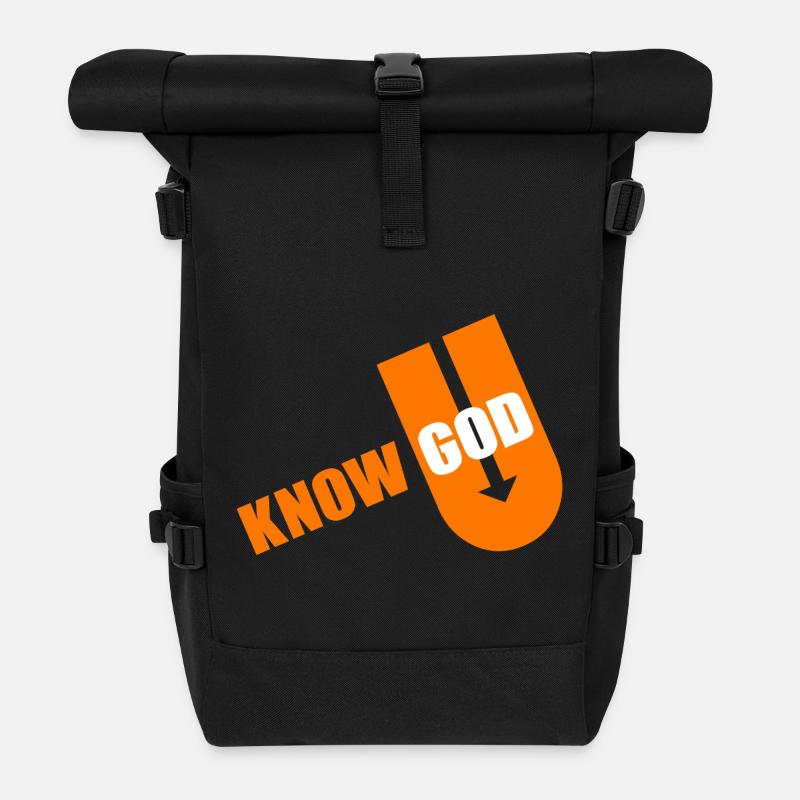 Typographie audacieuse du dieu connu - Sac à dos roll top - noir