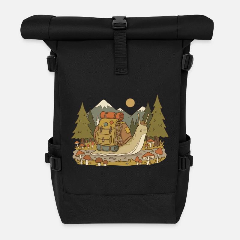 Aventure de randonnée sur un sentier forestier - Sac à dos roll top - noir
