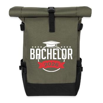 Bachelor 2026 Abschluss Promotion Sponsion - Rolltop Rucksack - Olive/Schwarz - Vorne