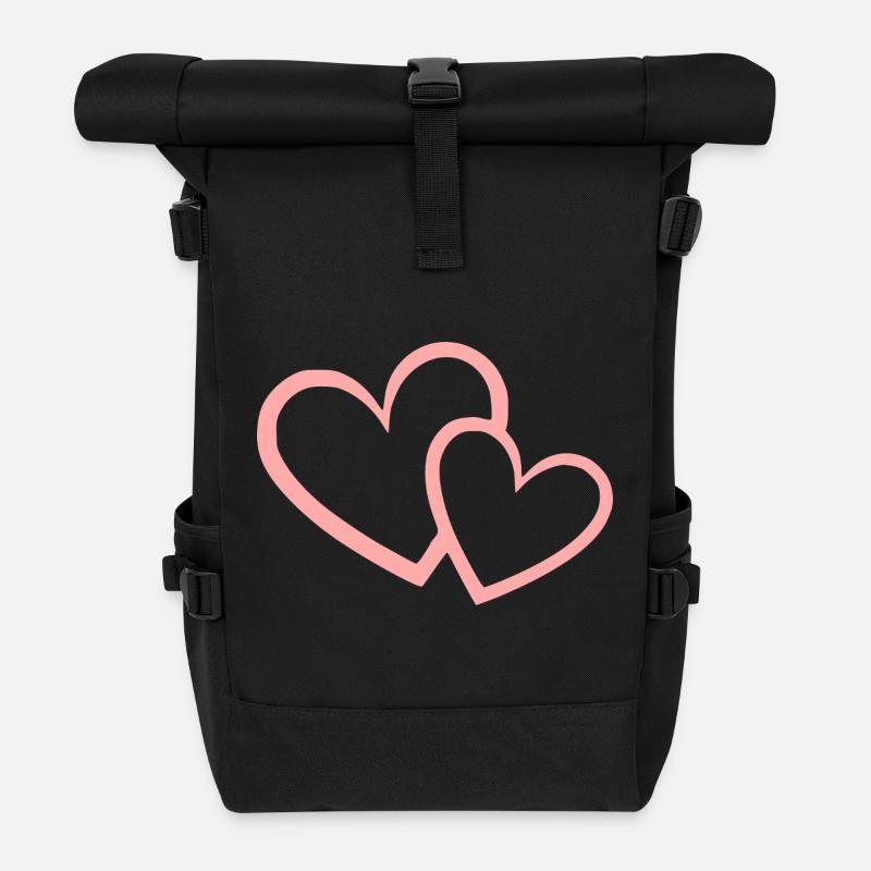Valentinstag Pink Heart, Valentinstag - Rolltop Rucksack - Schwarz