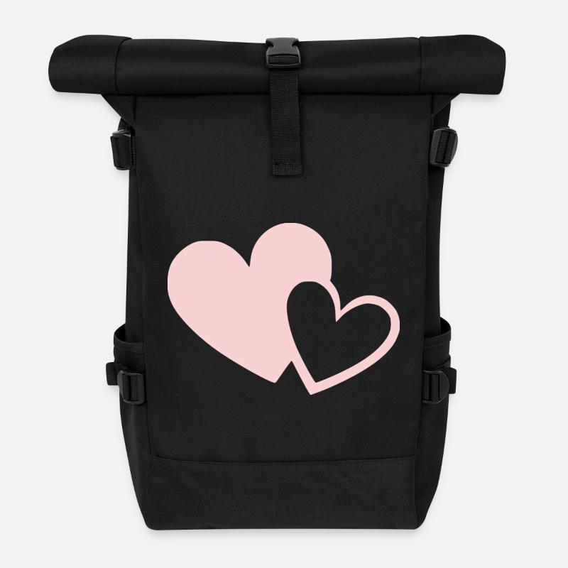 Valentinstag Pink Heart, Valentinstag - Rolltop Rucksack - Schwarz