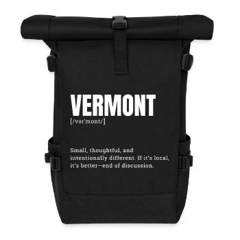 Vermont Wortmark Stil Shirt - Rolltop Rucksack - Schwarz - Vorne
