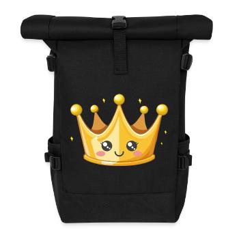 Kawaii Goldene Krone Illustration - Rolltop Rucksack - Schwarz - Vorne