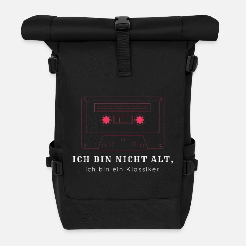 Ich bin nicht alt ich bin ein Klassiker - Vintage  - Rolltop Rucksack - Schwarz