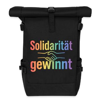 Solidarity Gift for Women & Men - Roll Top Backpack - black - Front