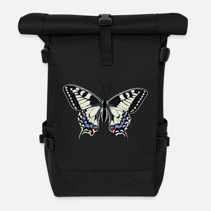 Schmetterling - Rolltop Rucksack - Schwarz