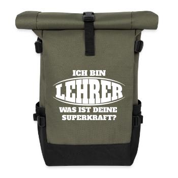 Lehrer Superkraft - Rolltop Rucksack - Olive/Schwarz - Vorne