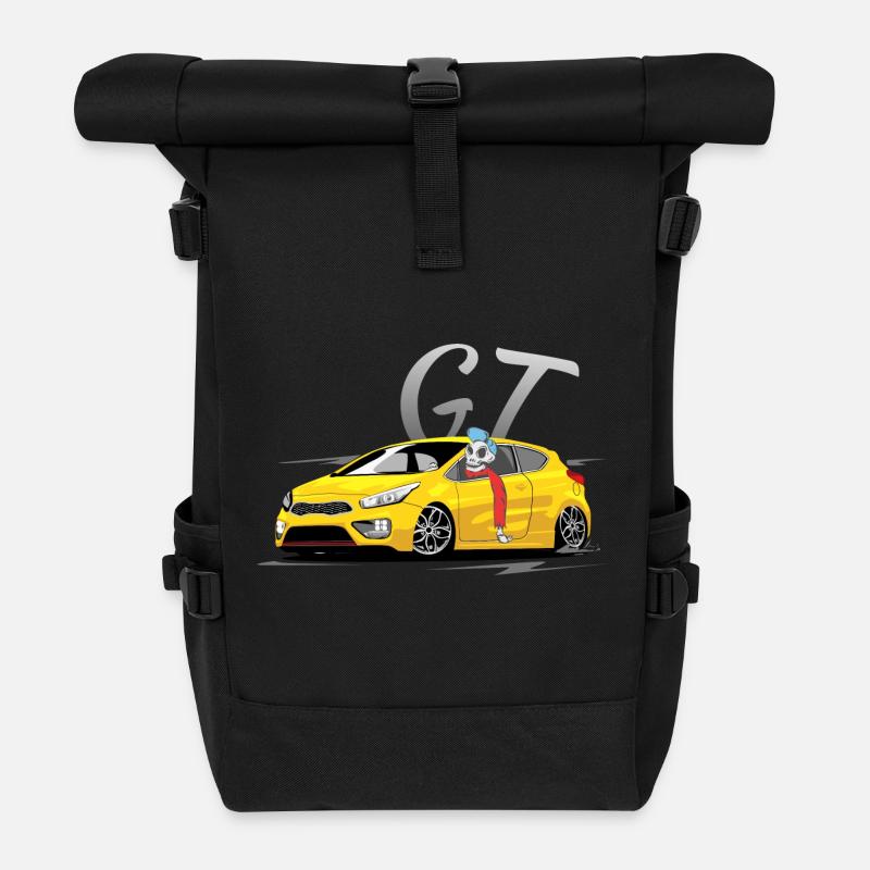 Ceed gt Coupe gelb mit fahrer - Rolltop Rucksack - Schwarz