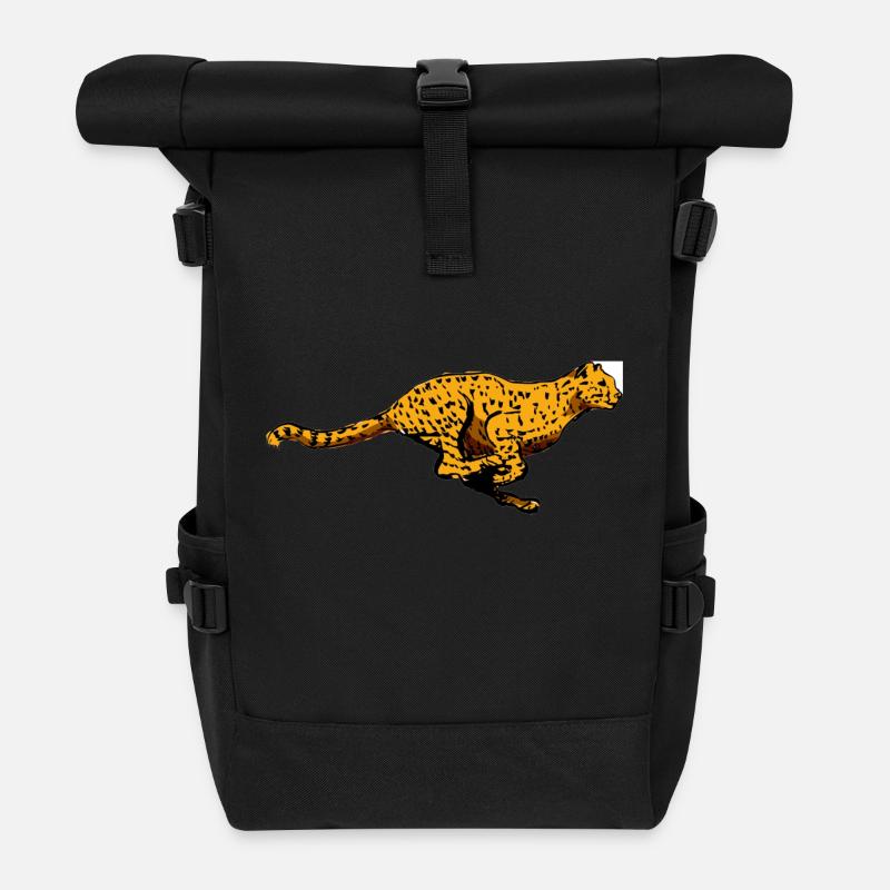 Léopard, guépard, afrique, animaux, chasse, nature, course - Sac à dos roll top - noir