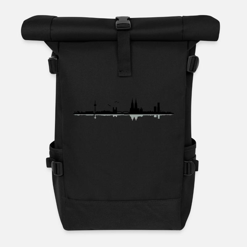 Köln Skyline - Rolltop Rucksack - Schwarz