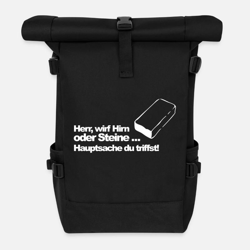 Hirn oder Steine (md) - Rolltop Rucksack - Schwarz