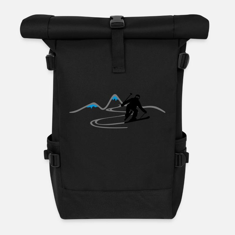 Sport - Skifahrern Berge - Rolltop Rucksack - Schwarz