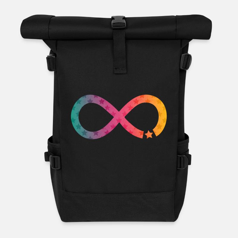 Infinity Star rainbow - Roll Top Backpack - black