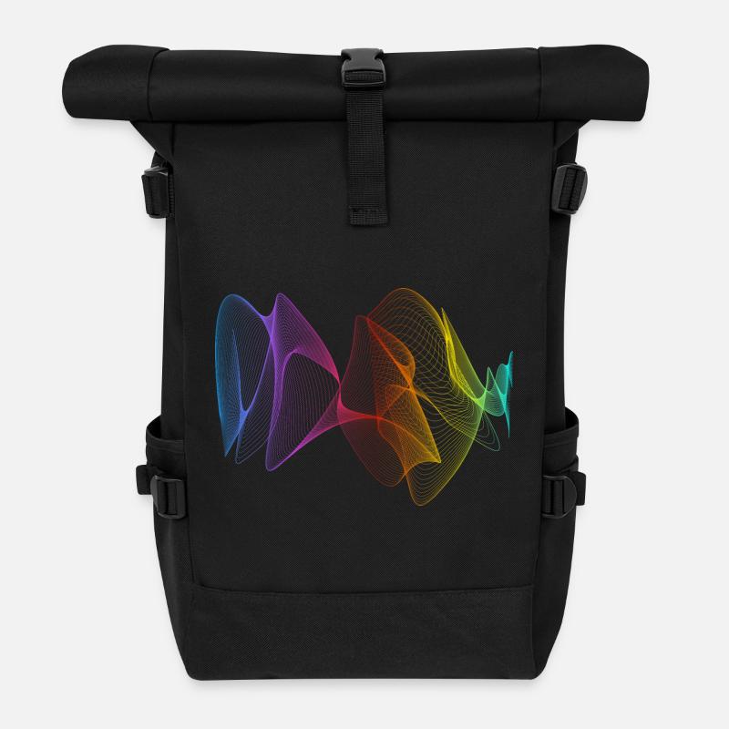 Abstrakte Linien Design 01 - Rolltop Rucksack - Schwarz