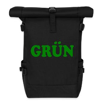 Grün - Rolltop Rucksack - Schwarz - Vorne