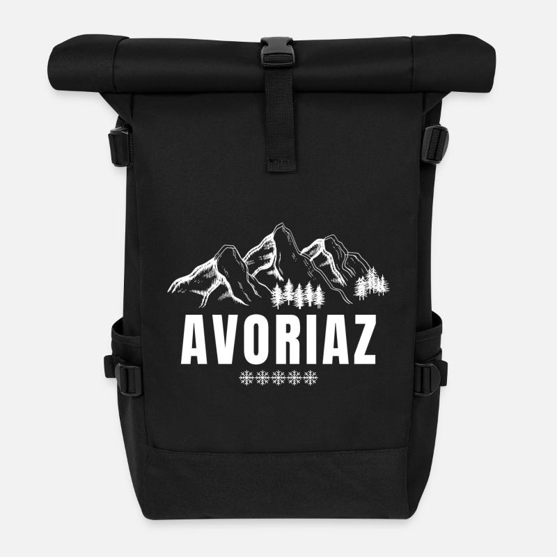 Avoriaz, ski resort, snowboard - Roll Top Backpack - black