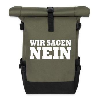 Wir sagen nein - Rolltop Rucksack - Olive/Schwarz - Vorne