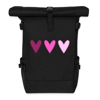 HERZ. HERZ. HEILIGER VALENTINSTAG. LIEBE. LIEBE. WEIHNACHTEN - Rolltop Rucksack - Schwarz - Vorne