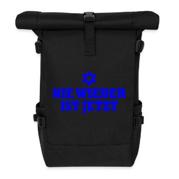 Nie wieder ist jetzt - Rolltop Rucksack - Schwarz - Vorne