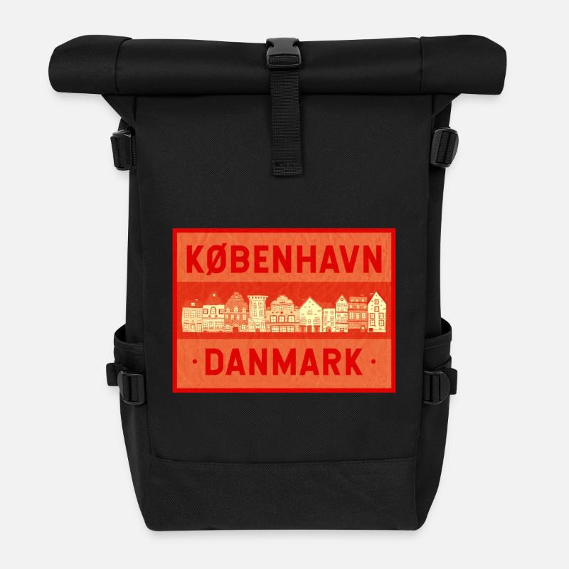 Kopenhagen - Dänemark - Rolltop Rucksack - Schwarz