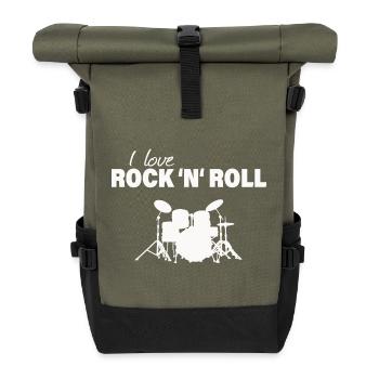 I LOVE ROCK 'N' ROLL - Roll Top Backpack - olive/black - Front