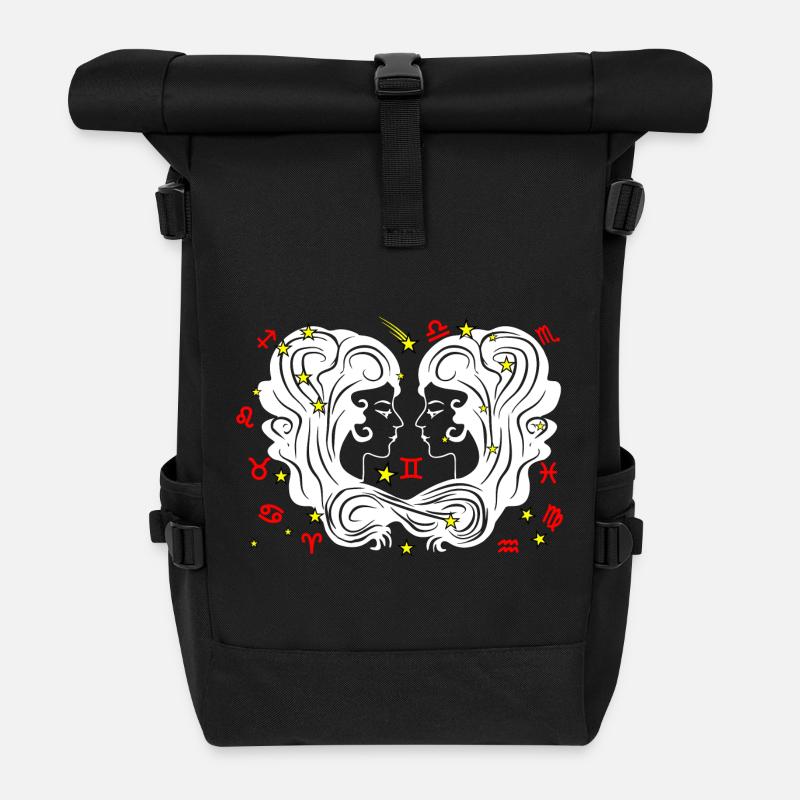 Zweifarbig - Rolltop Rucksack - Schwarz