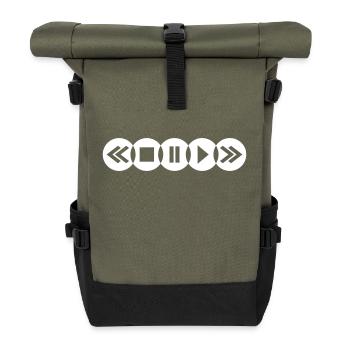 Symboles de lecture Écouter le lecteur de musique Boutons de lecture - Sac à dos roll top - olive/noir - Devant
