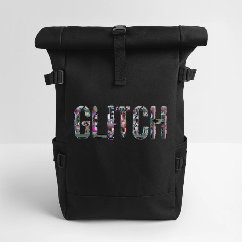 Glitch Computer PC Electronics Gaming Media Art Roll Top Backpack
