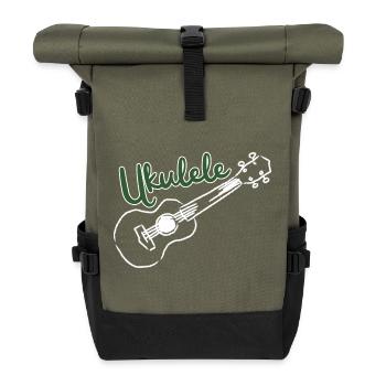 Ukulele - Music Lover - Rolltop Rucksack - Olive/Schwarz - Vorne