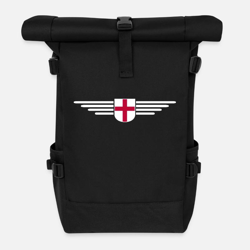 England Fan T-Shirt Design - Roll Top Backpack - black