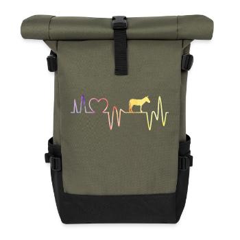 Herzschlag Esel - Rolltop Rucksack - Olive/Schwarz - Vorne