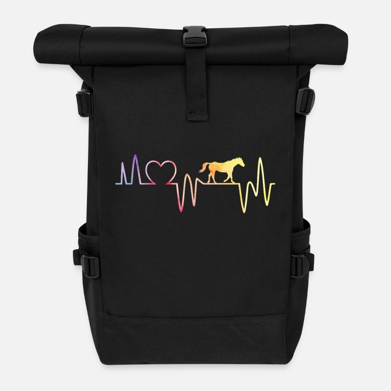 Reiten Herzschlag Pferd - Rolltop Rucksack - Schwarz